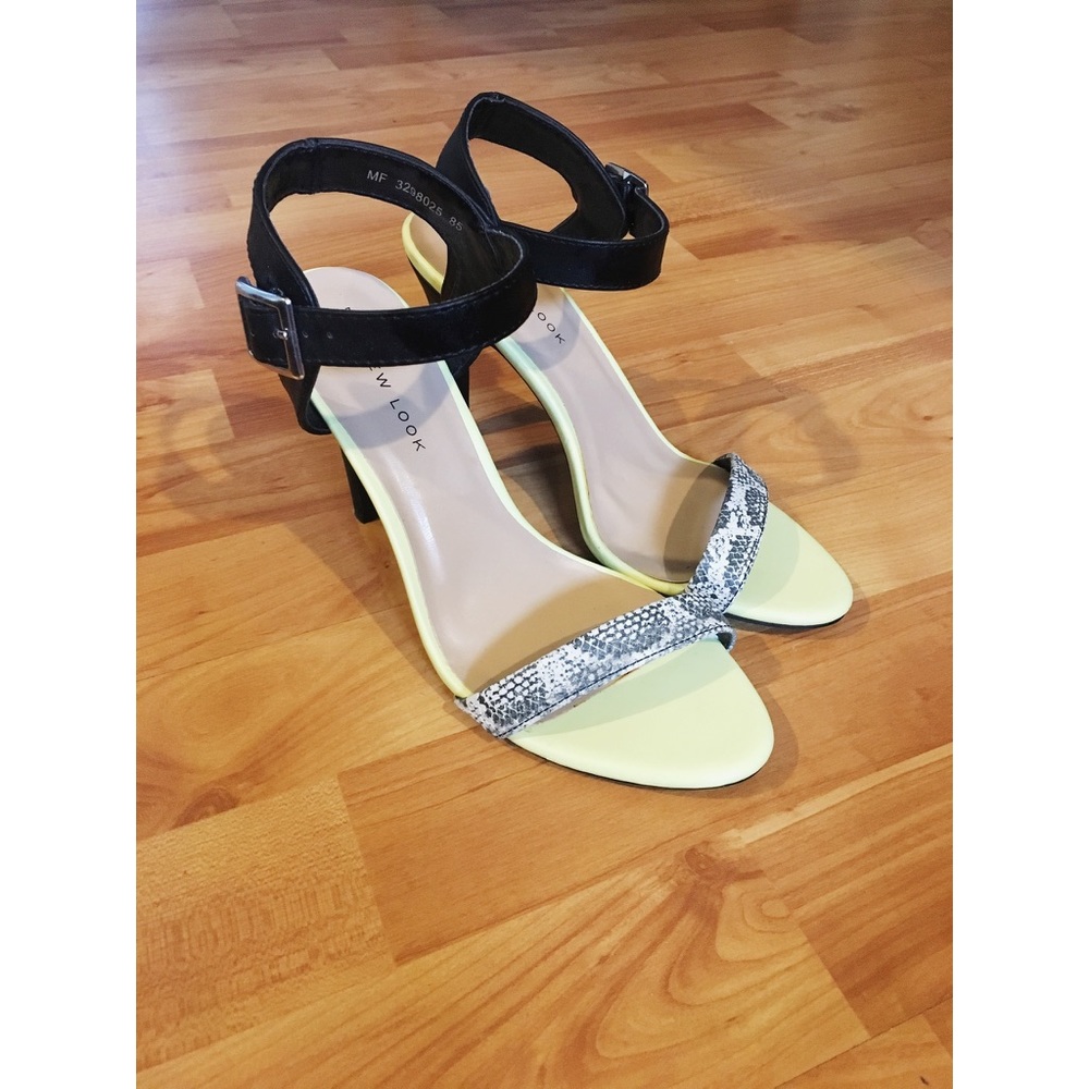 New Look Contrast Snakeskin Ankle Strap Heels