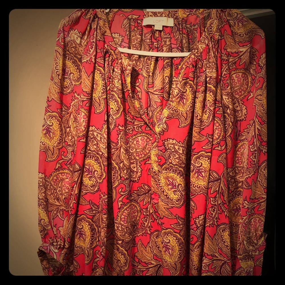 Women’s LOFT paisley long sleeve blouse