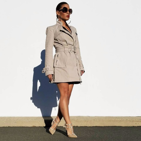 🔴LAST TWO🔴 Belted Zip Trench Coat - Beige - Picture 3 of 4