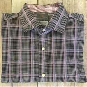 ✨🎉HP🎉 Thomas Dean Purple Gray Plaid Dress Shirt✨