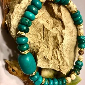 All natural gemstone torqouise earring bracelet