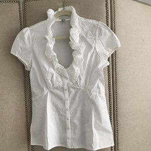 Badgley Mischka ruffle neck blouse