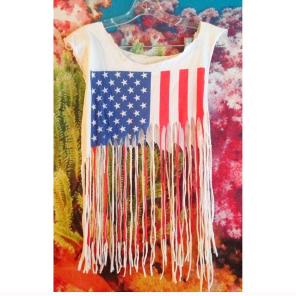 American flag destroyed crop top