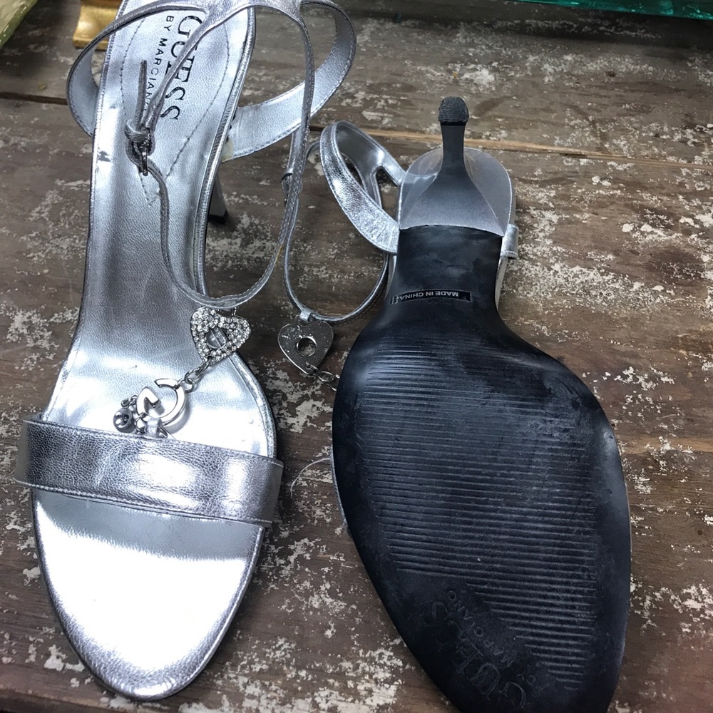 GUESS silver chain heart  ELEGANT heels size 8