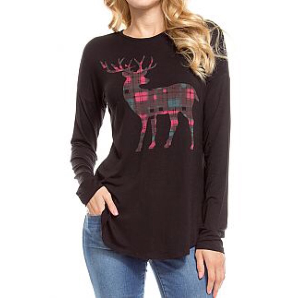 NEW- Reindeer Plaid Design Shirt