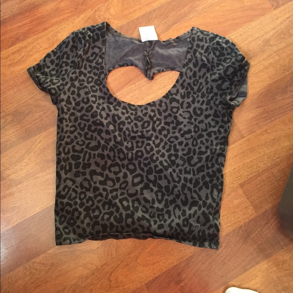 Leopard heart cutout crop top