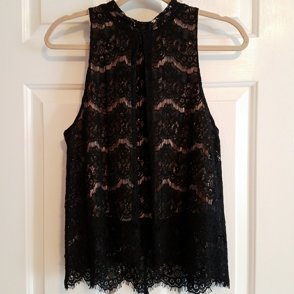 Black lace sleeveless top
