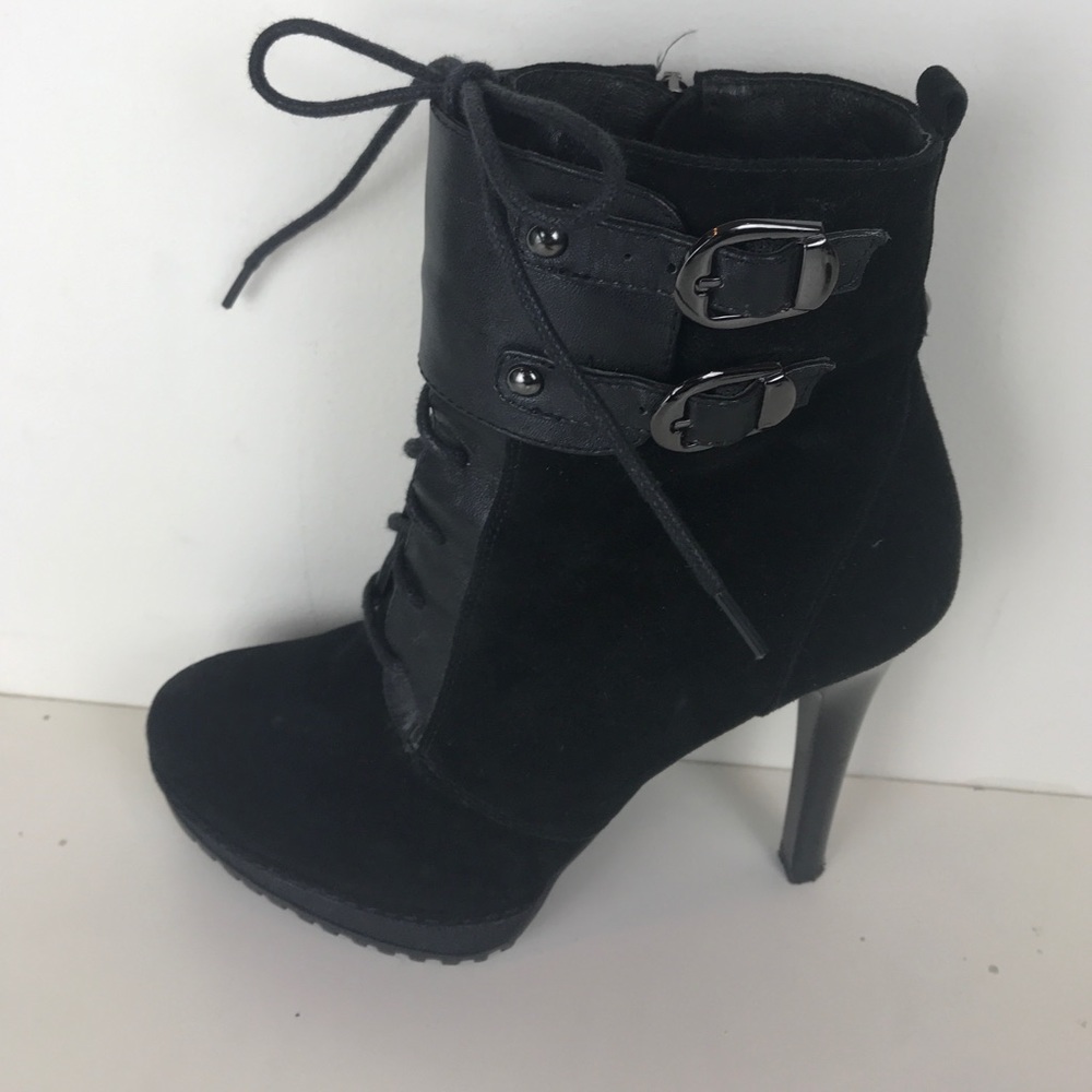 Black lace up booties