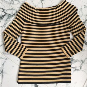 Black and Tan stripped top. 3/4 sleeves. Xsmall