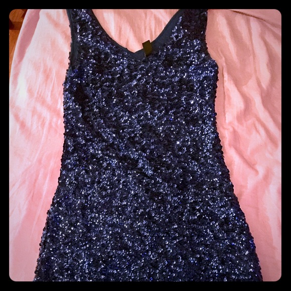 Windsor blue sequin tank dress. Worn once. - Picture 1 of 2