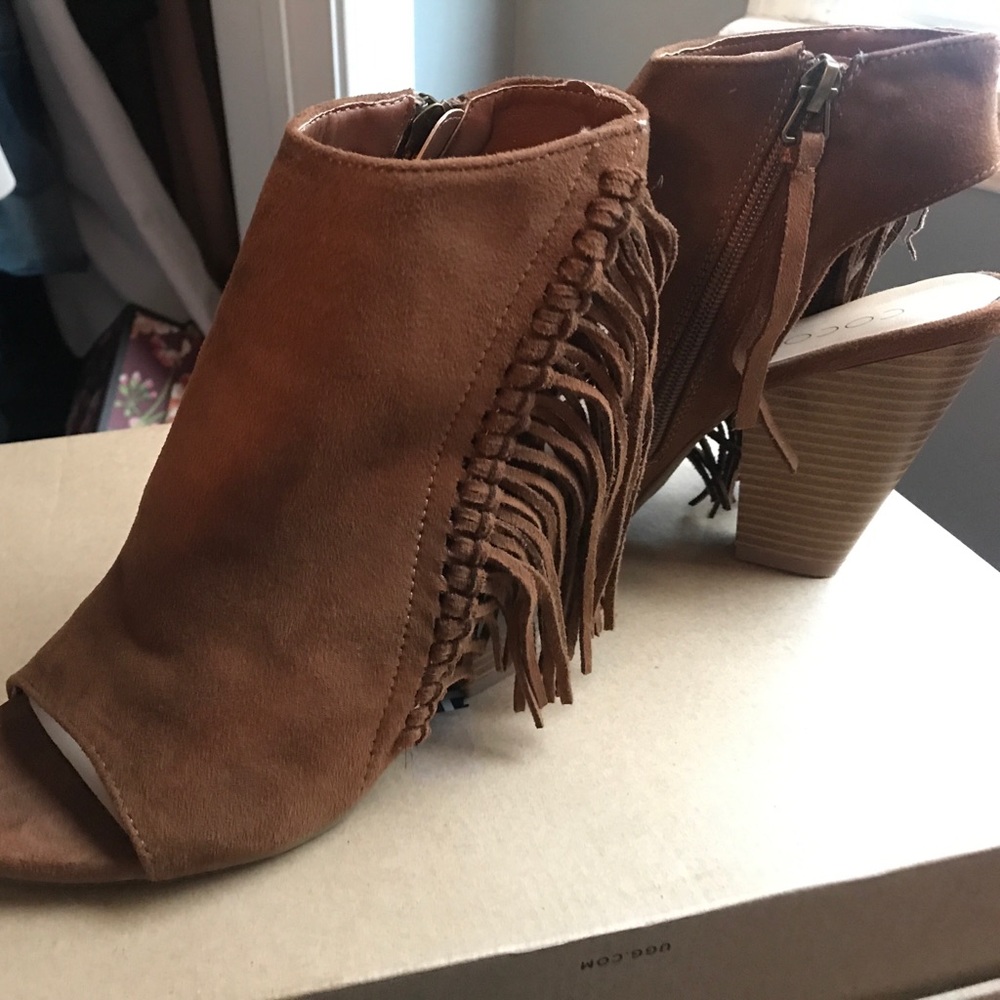 Fringed Open Toe Booties