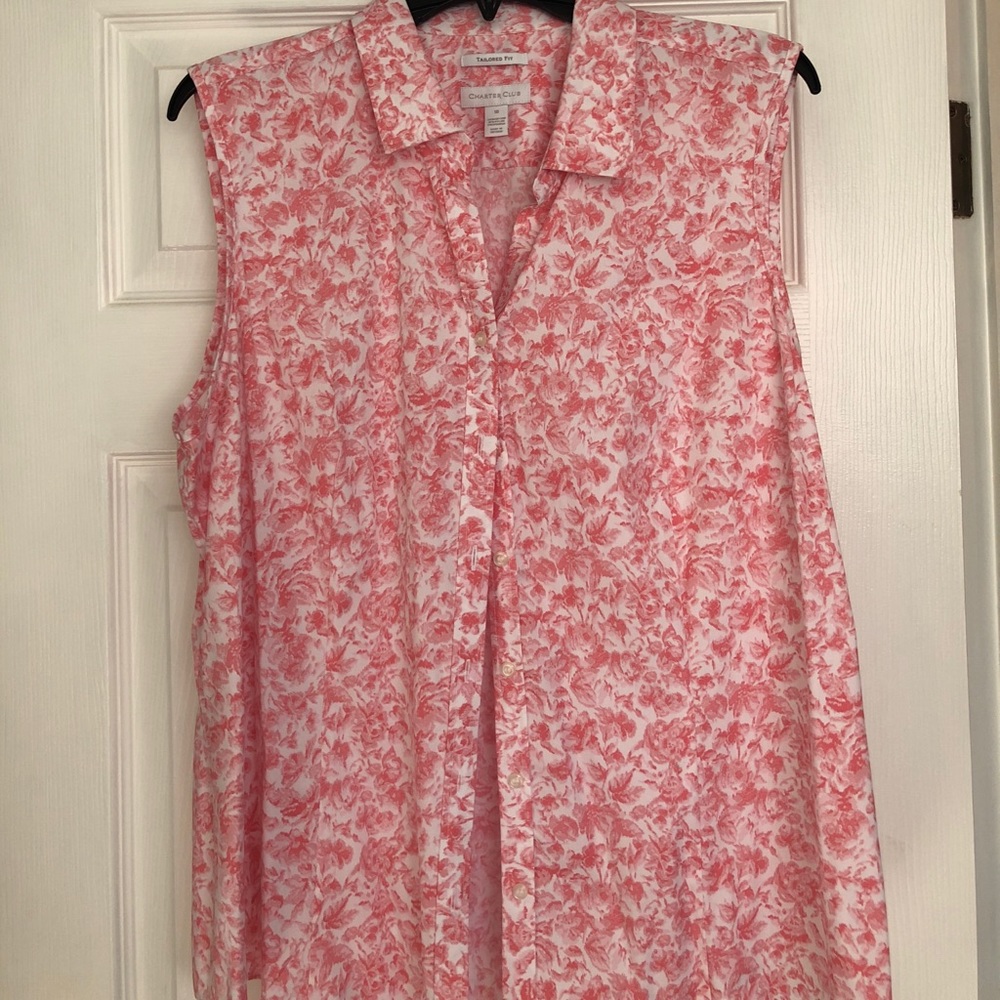 Pink and White Floral Charter Club Blouse