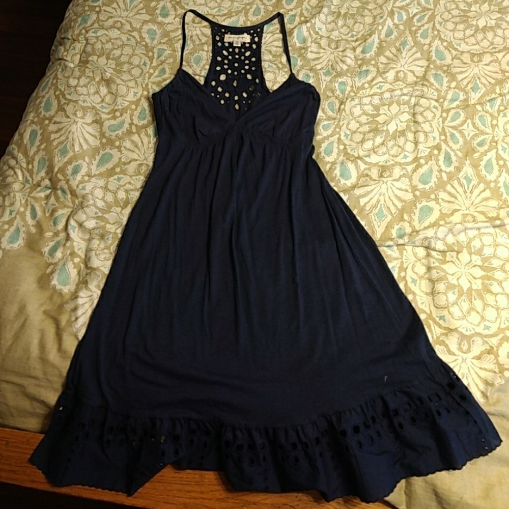 American Eagle Sun Dress w/ eyelet details in Navy