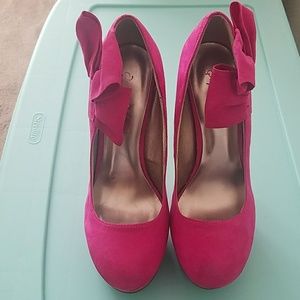 Hot Pink Heels With Side Bow