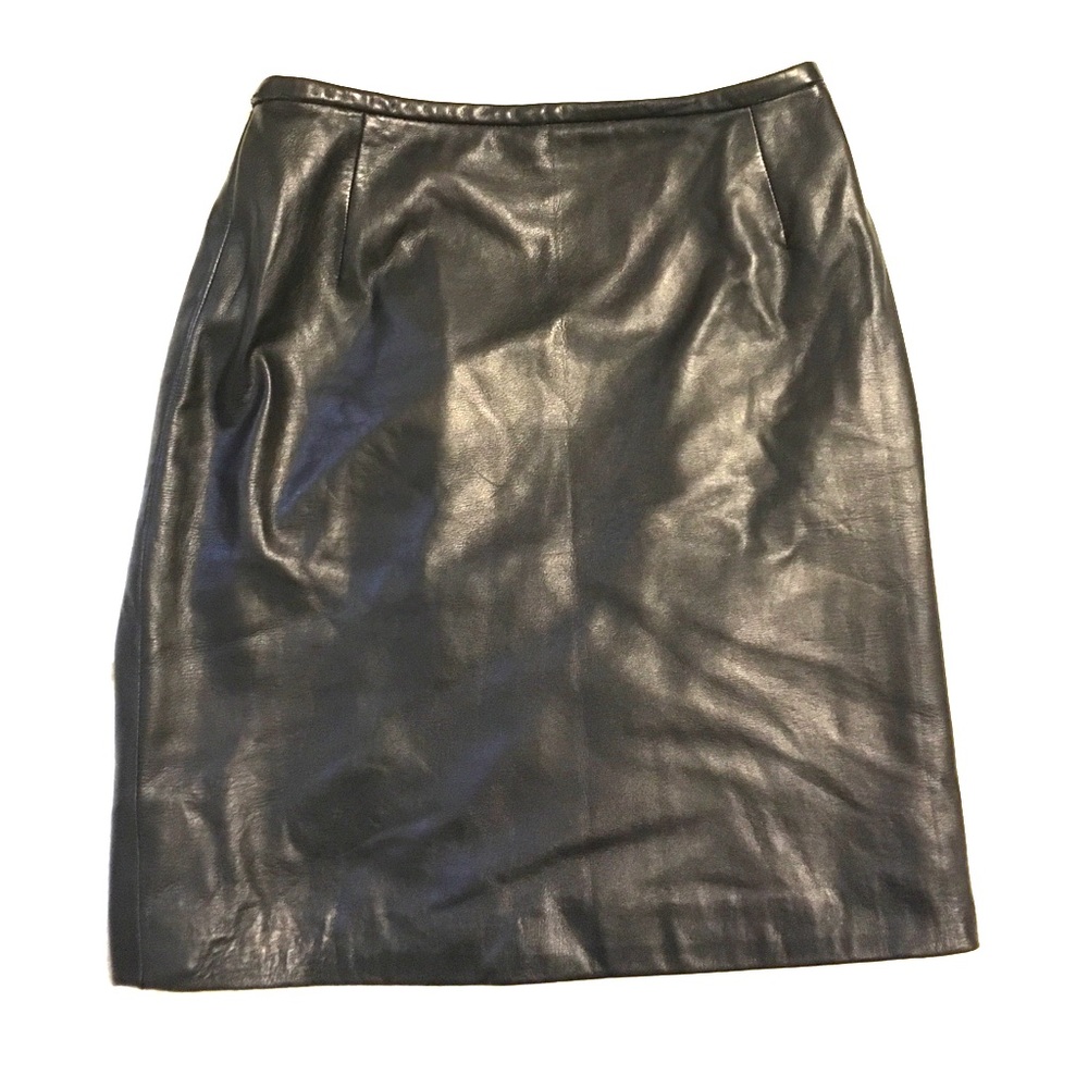 Oscar De la Renta Brown Leather Skirt