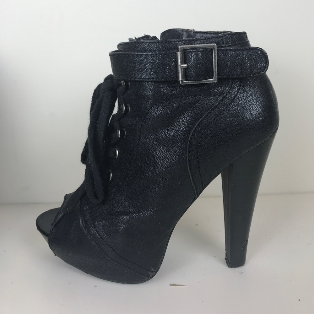 Black lace up booties