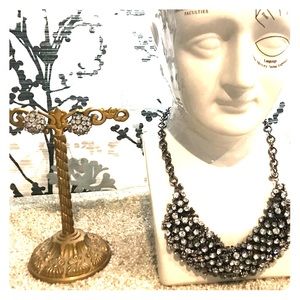 J. Crew crystal earrings and bib necklace