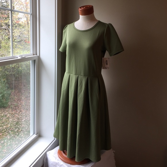 LuLaRoe Dresses & Skirts - LuLaRoe Amelia In Beautiful Fall Green, Large NWT