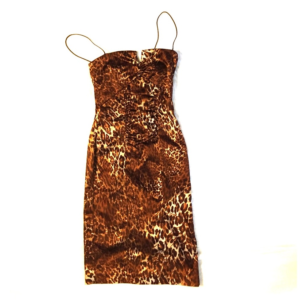 Nicole Miller Animal Print Ruched Dress