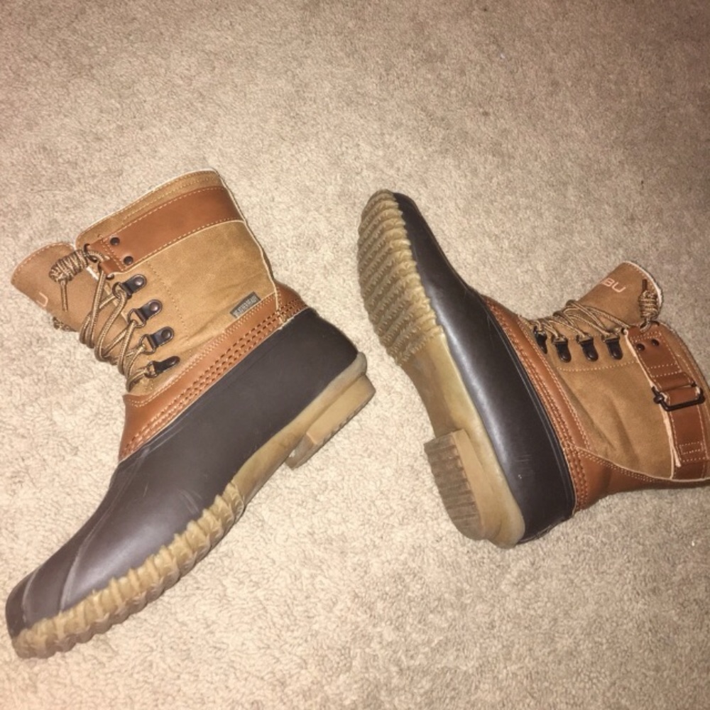 Duck snow and winter boots.