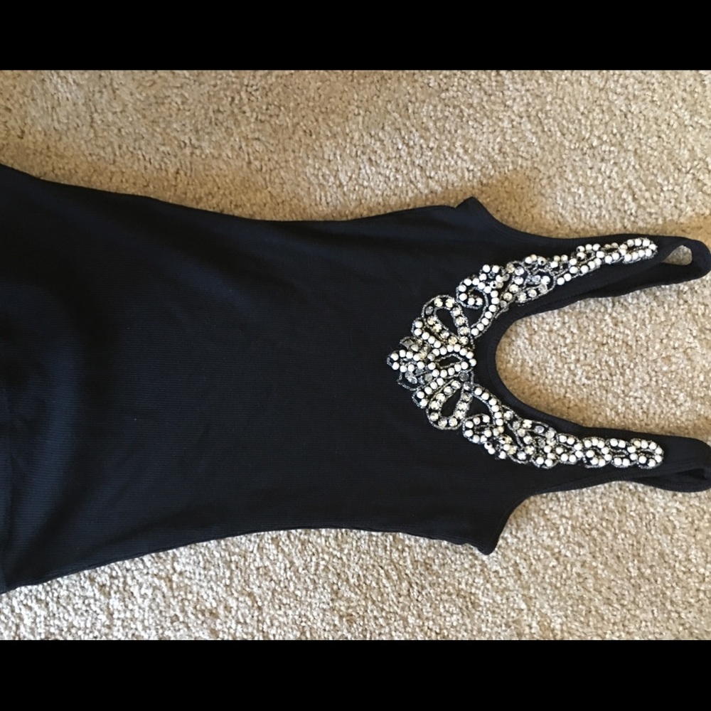Express Black Tank Top with rhinestones