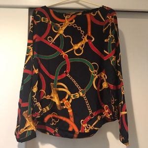 Ralph Lauren Silk Equestrian style horse bit shirt