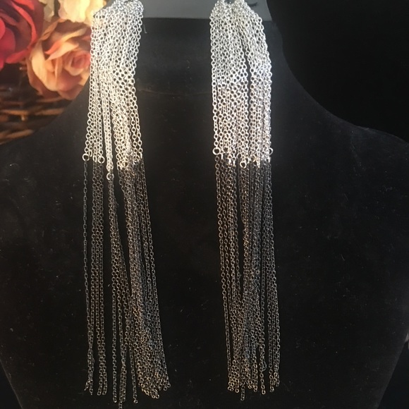 Bebe black and silver shoulder duster earrings - Picture 3 of 4