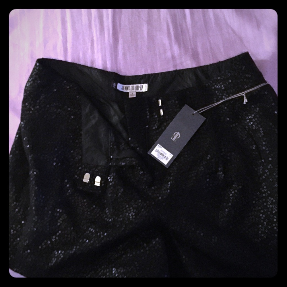 Jennifer Lopez black sequin shorts. New.