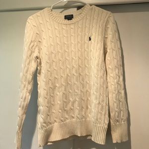 Ralph Lauren cable knit sweater in cream with pony