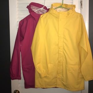Long hooded rain  jacket