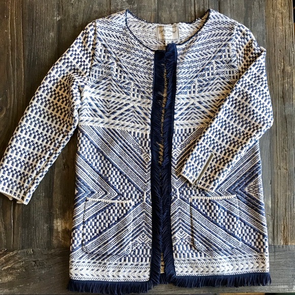 **Reduced**Lucky Brand woven fringe cardigan - Picture 3 of 6