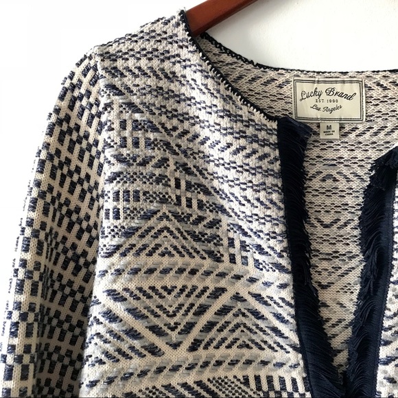 **Reduced**Lucky Brand woven fringe cardigan - Picture 2 of 6