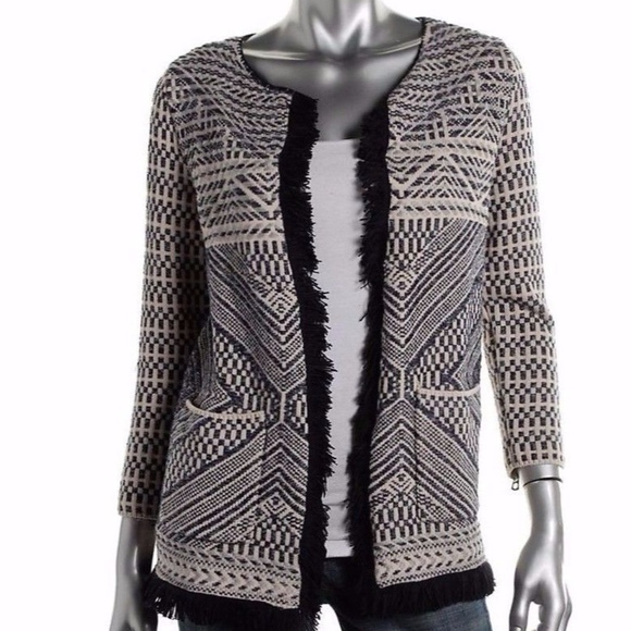 **Reduced**Lucky Brand woven fringe cardigan - Picture 4 of 6