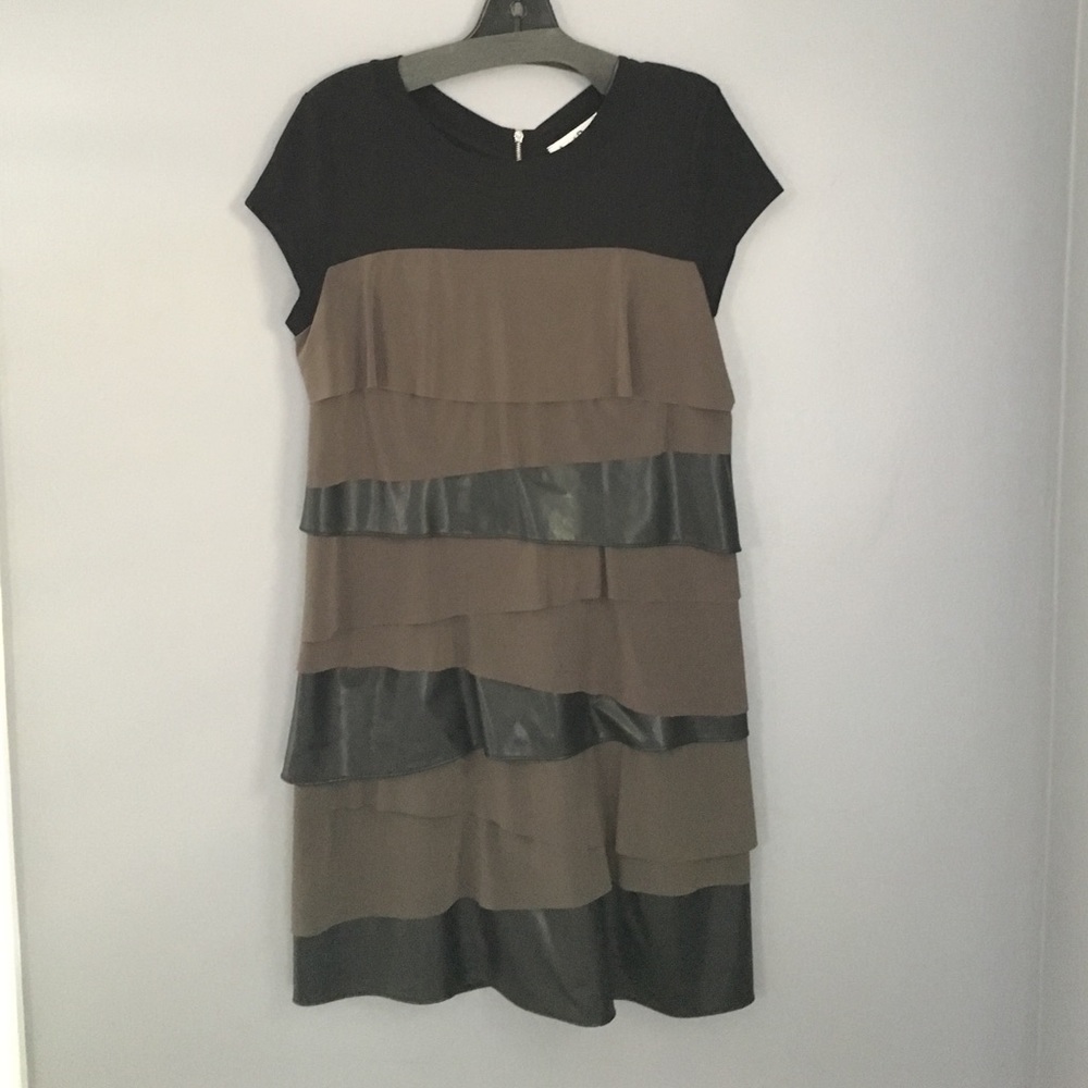 Joseph Ribkoff leather layered dress