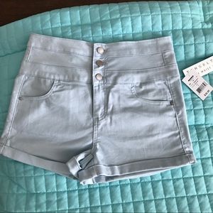 Powder Blue High Waist Shorts