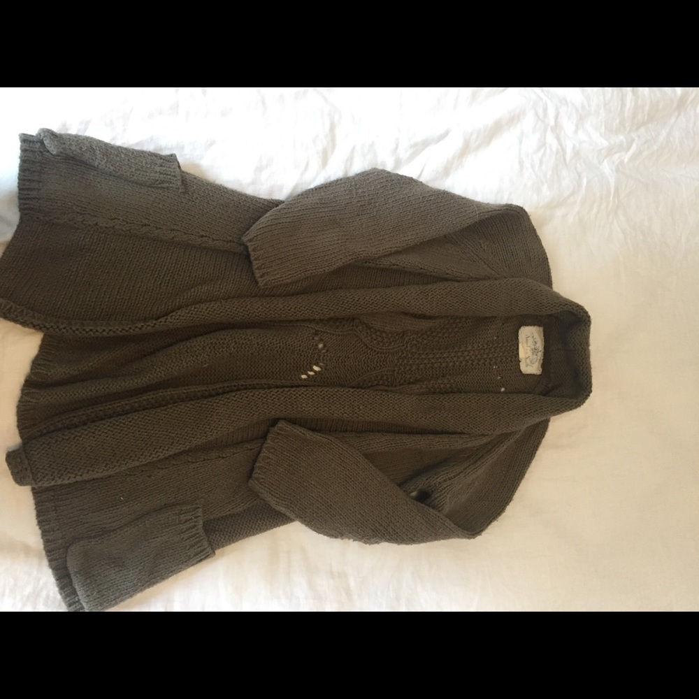 Olive green Anthropologie cardigan