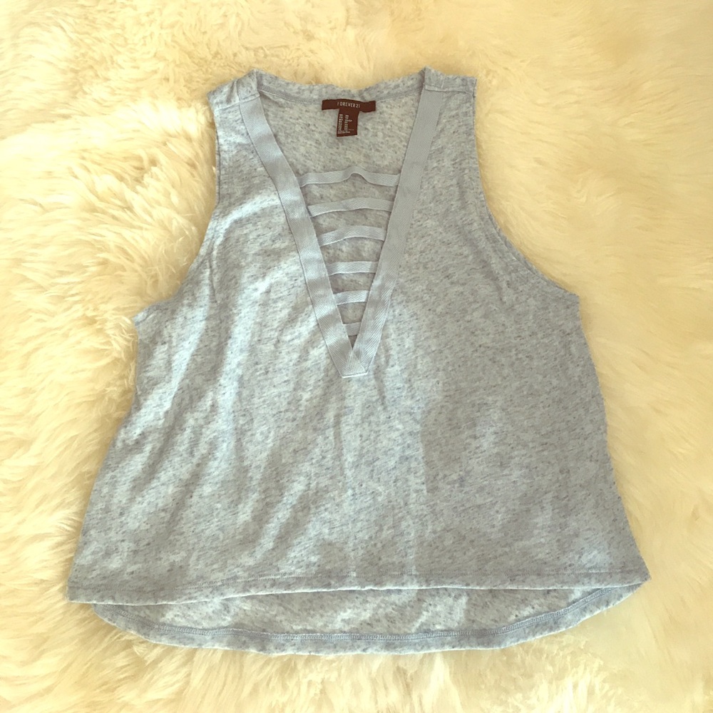 Marled blue crop tank