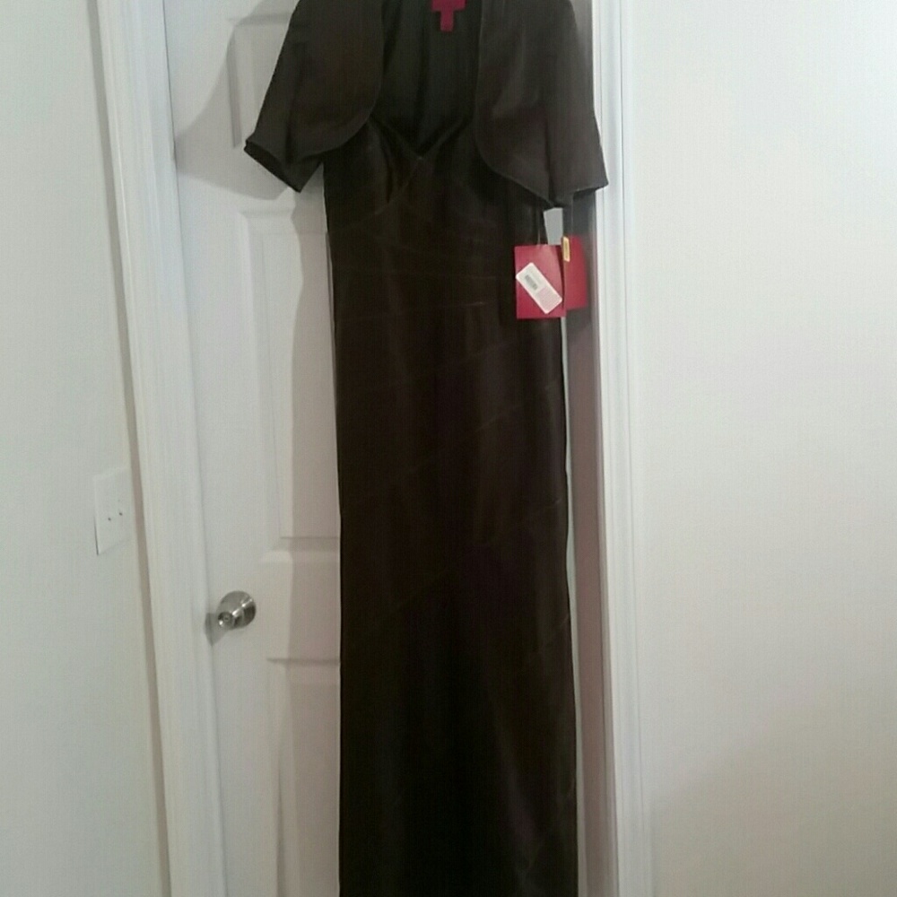 JS Collection Brown Formal Gown w/ Jacket 14 NWT
