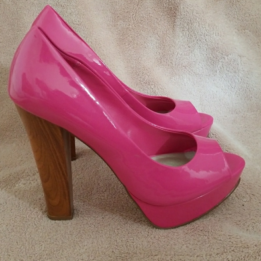 Neon pink high heels