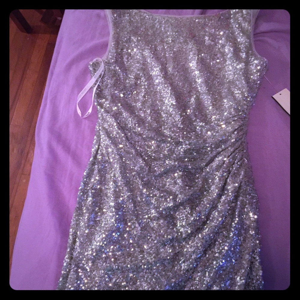 Tank style sequin dress. Silver. New.