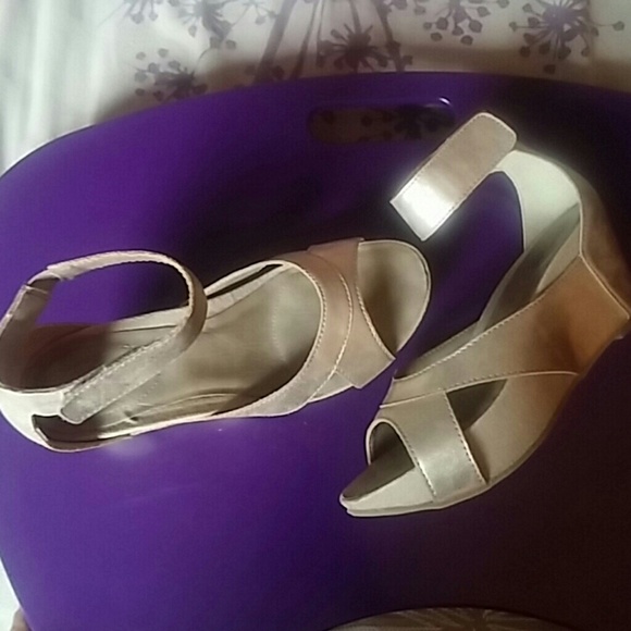 Shoes - Axxiom Gold Wedge Ankle Strap