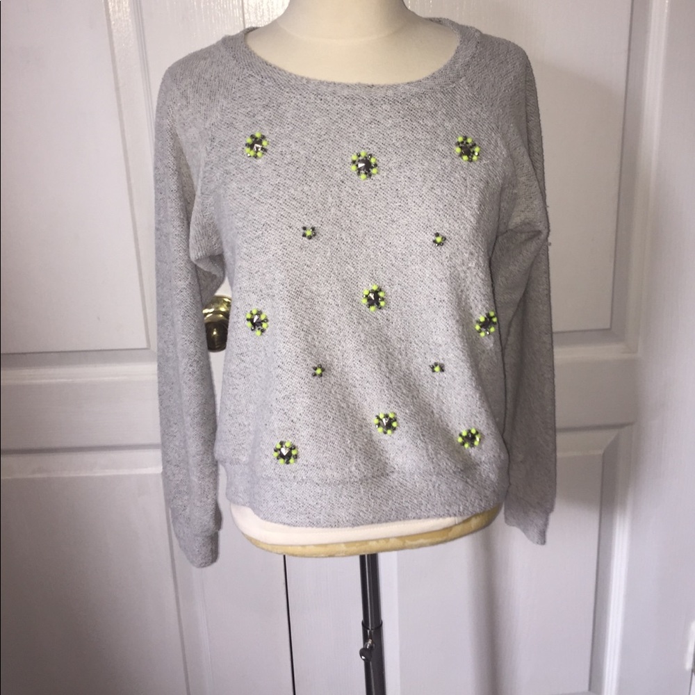 Grey embellished neon sweater