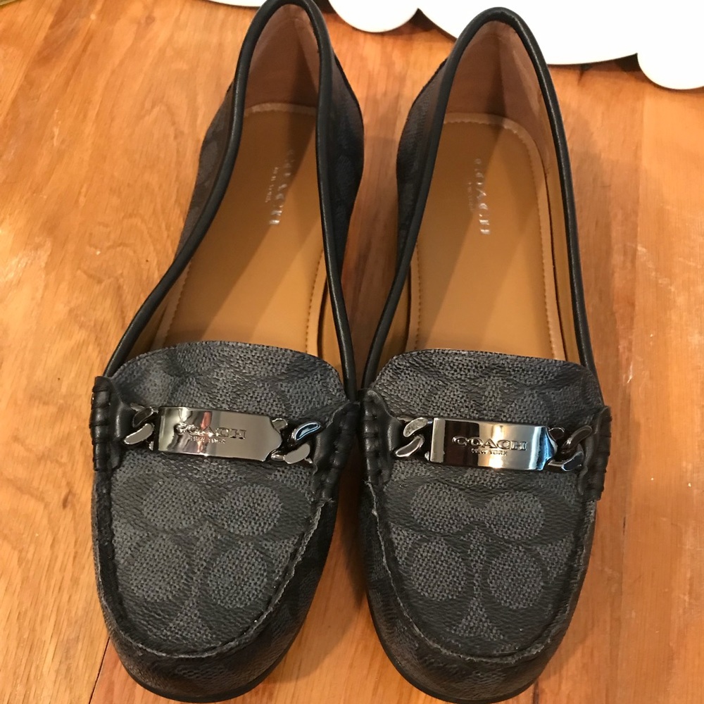 Black coach slip on flats