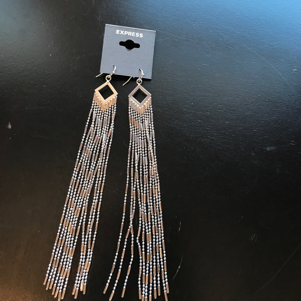 Earrings. Silver long dangling