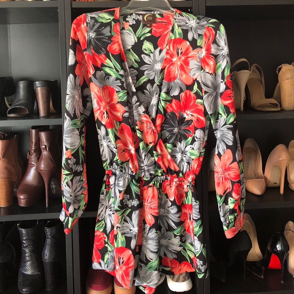 Blu Moon Floral Print Romper