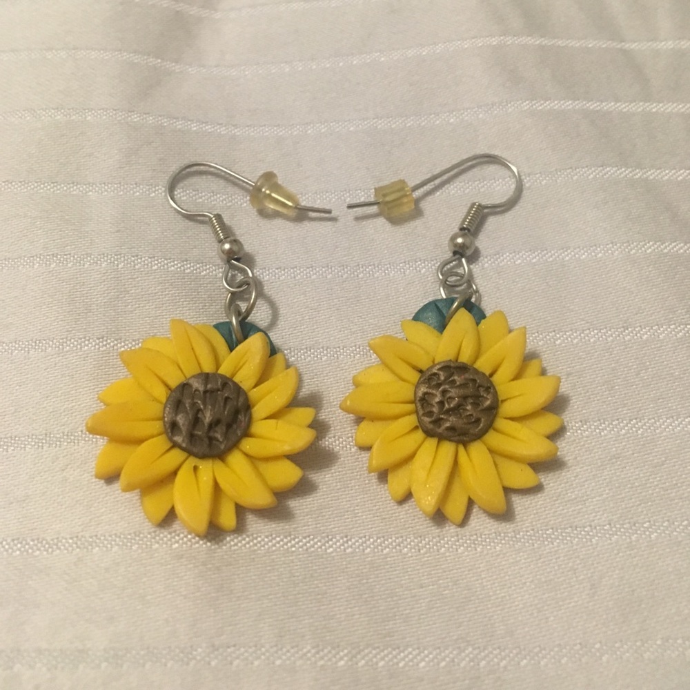 Sunflower polymer clay earrings