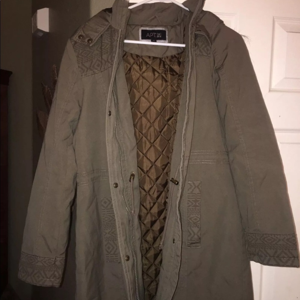Long Green Aztec Winter Coat - Picture 2 of 4