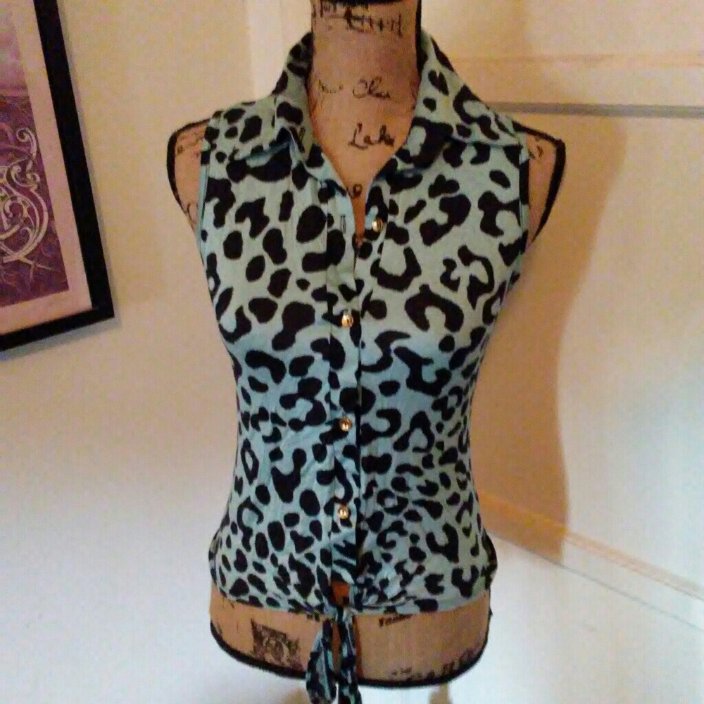 Electric Retro blue leopard top