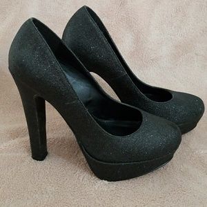 Black glitter high heels