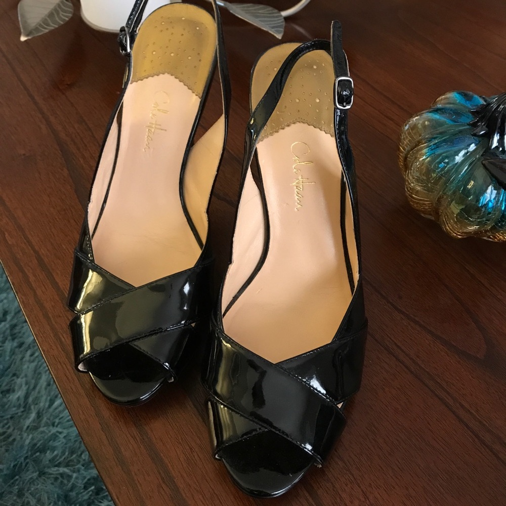 Cole Haan Patent Leather Black Heels 8.5
